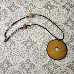 Round Wooden Pendant Necklace